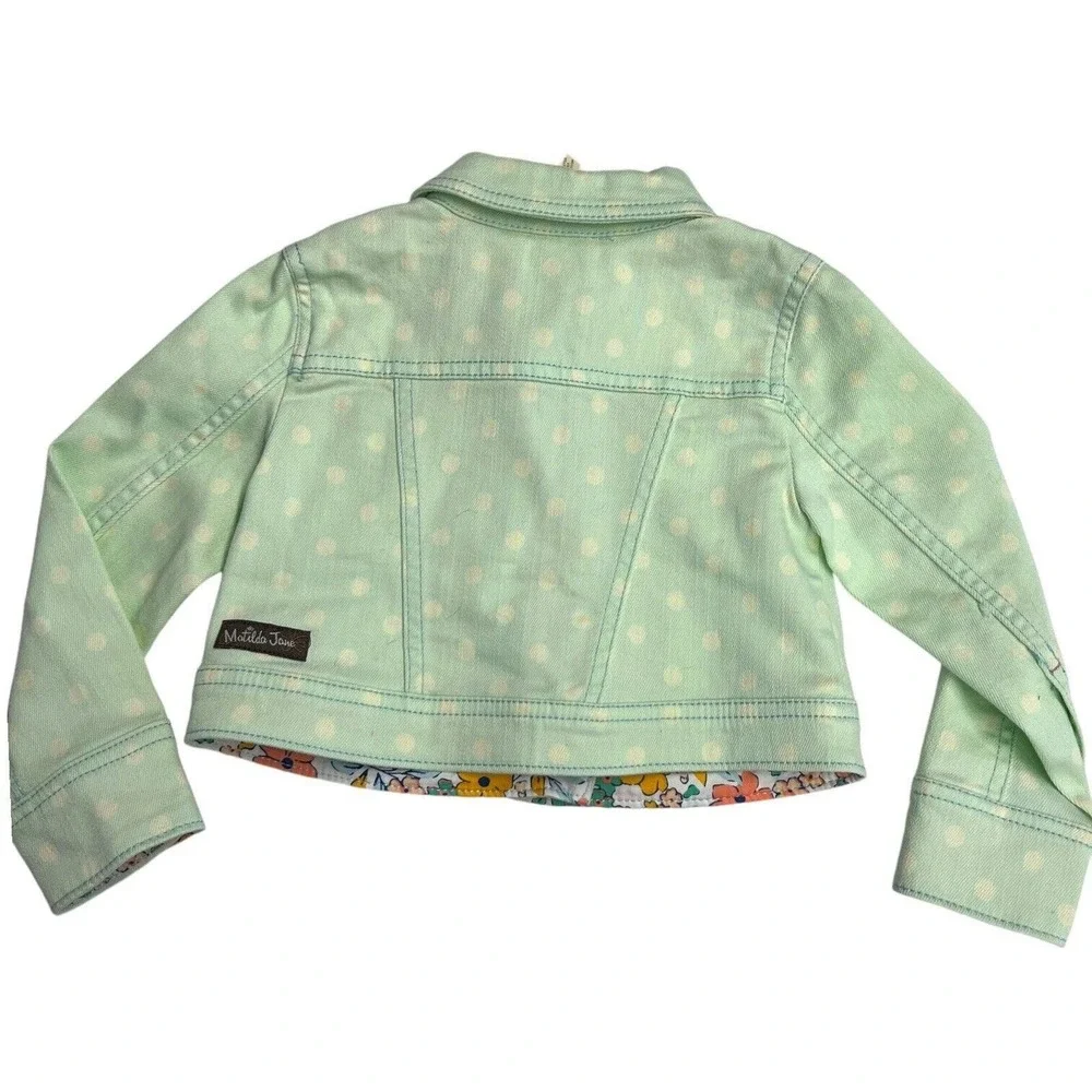 New Matilda Jane Girls Dream Chasers Polka‎ Dot Party Denim Jacket Size 2